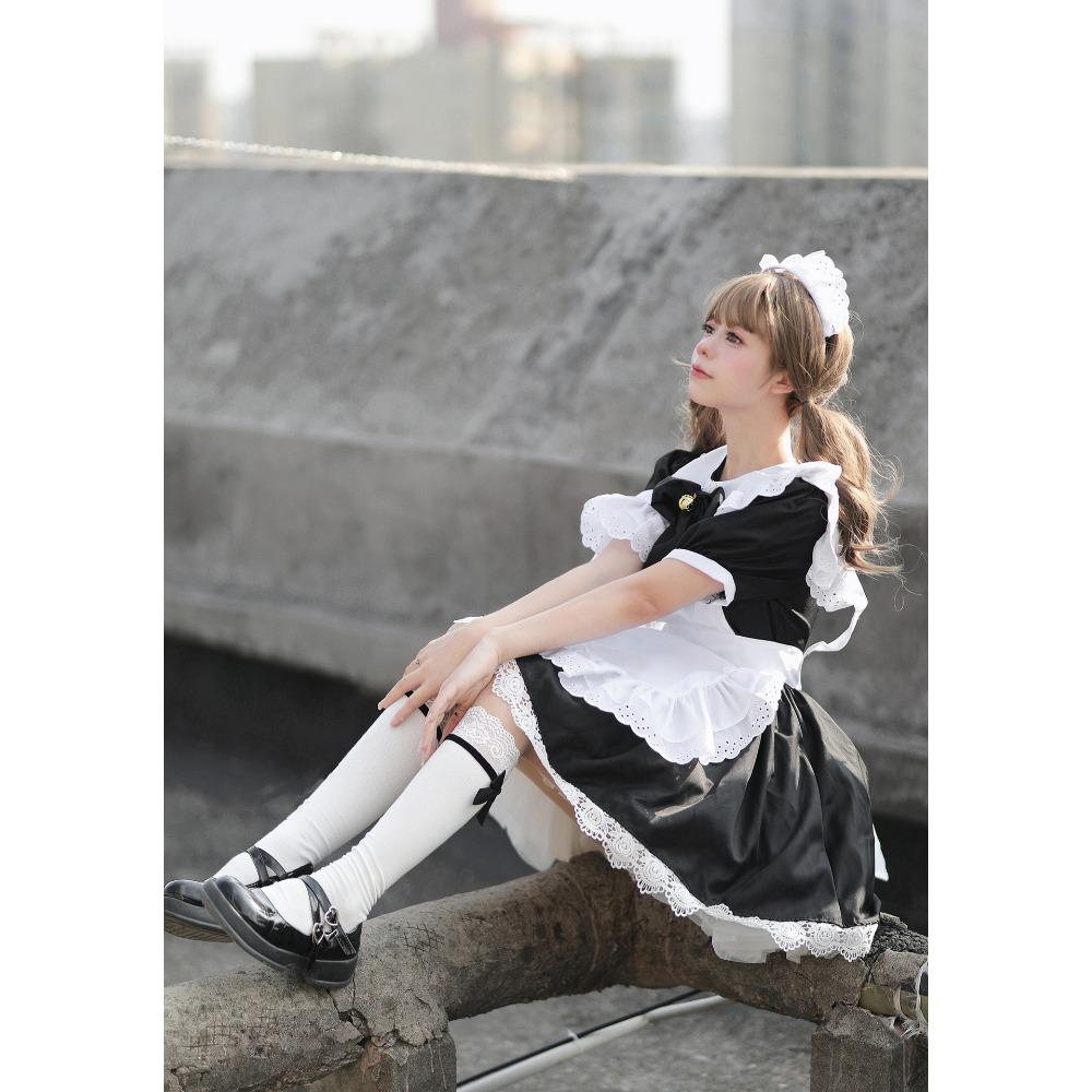 Cute Lolita Bunny Girl Cosplay Black and White Maid Outfit Beautiful Dress Ladies Skirt