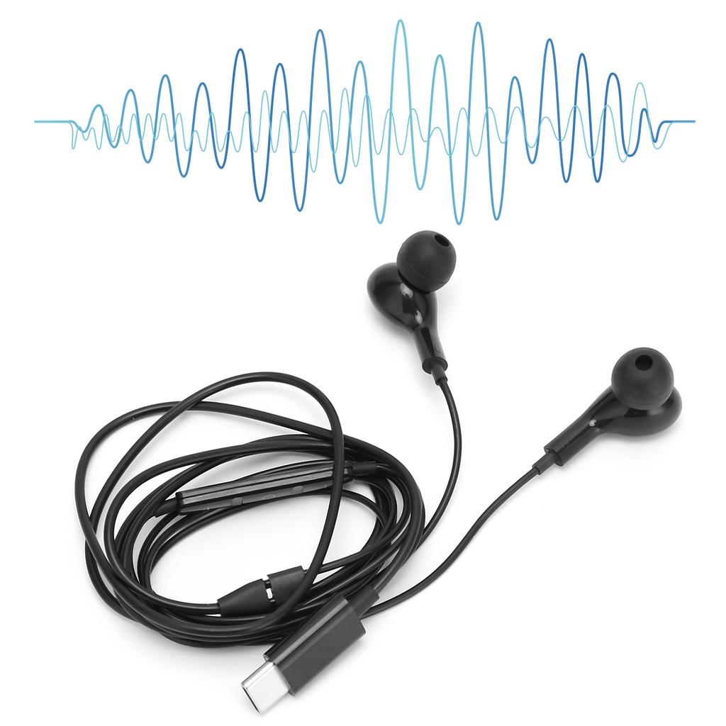 Wired Earphones Type C Digital Chip Noise Canceling Mobile Phone Earbubs with Volume Control