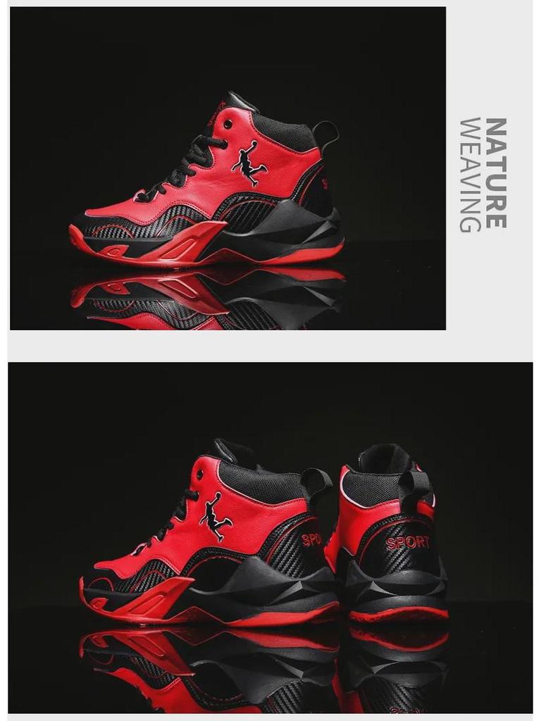 Four Seasons Men's Waterproof Mid-Cut Basketball Shoes - Anti-Slip Leather Training Sneakers for Students and Youth