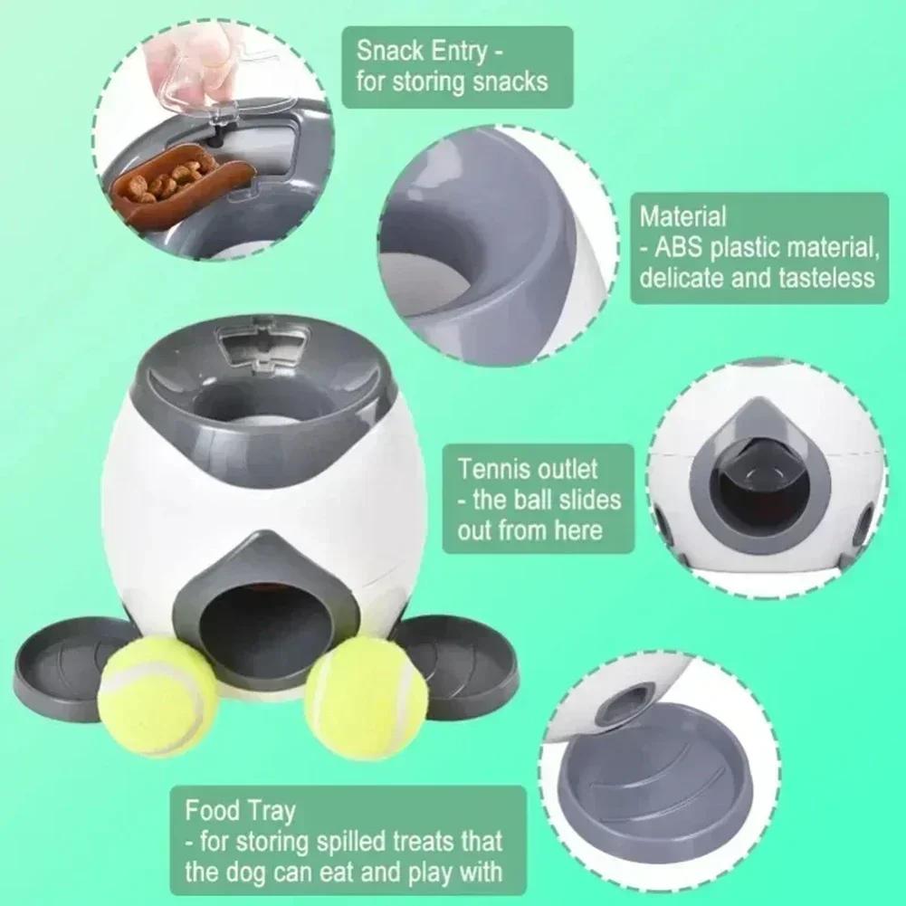 Smart Interactive Dog Training Machine with Snack Reward System, Fun Playtime Tennis Ball Feeder Toy for Dogs & Cats