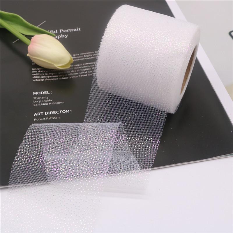 6CM/roll Holiday Ribbon Colorful Dot Mesh Fabric Glitter Ribbon For Gift Wrapping Christmas Decorations