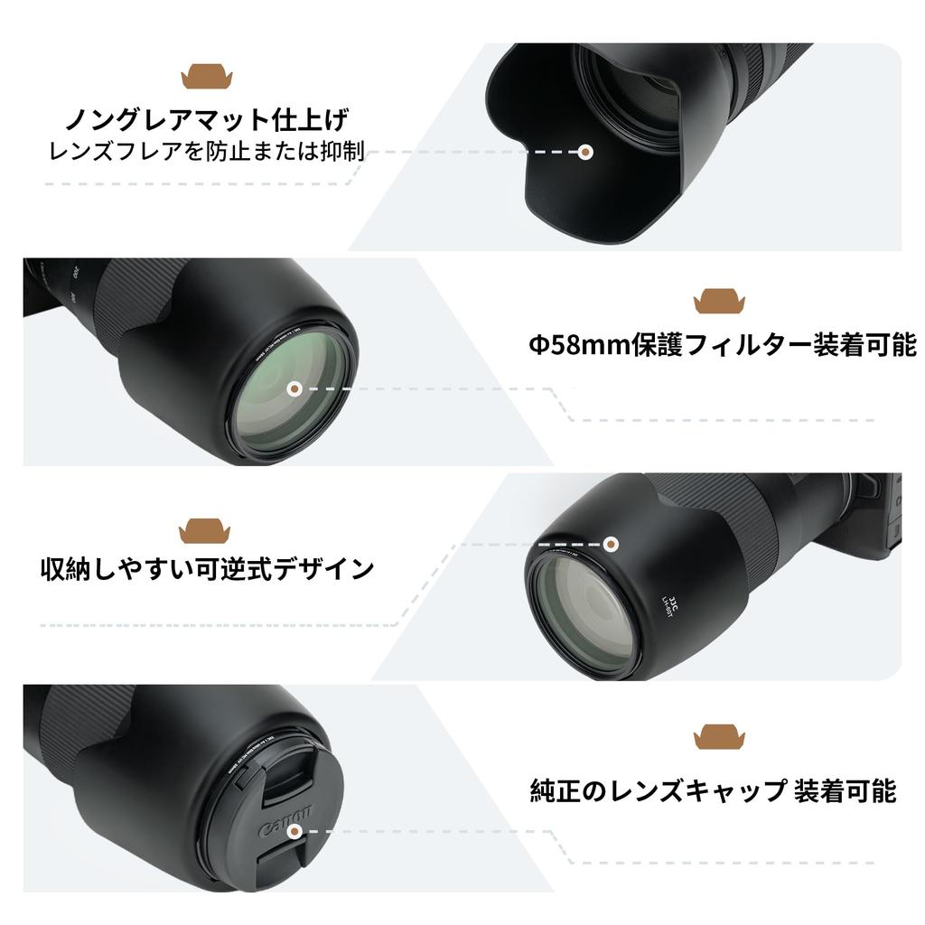JJC Canon Reversible Lens Hood for Canon RF EF III USM IS II EF Compatible with Canon Compatible with protective filters and lens ET-60 Petal-Shaped