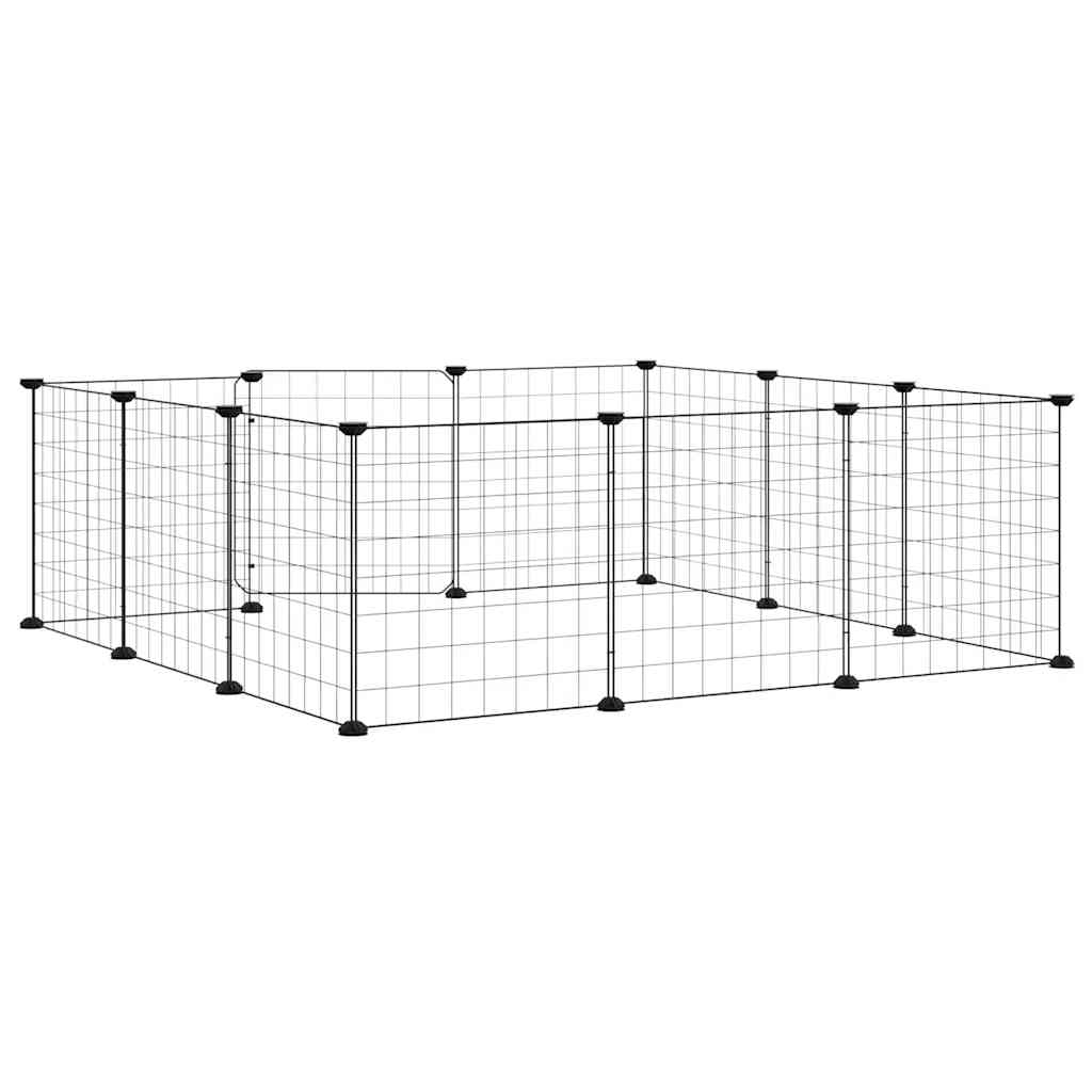 Vidaxl Pet Cage with Gate, 12 Panels, Black, 35X35 Cm, Steel