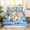 Cute Kitten Three-Piece Quilt Cover 3D Digital Printing Bedding Set Bed Cover