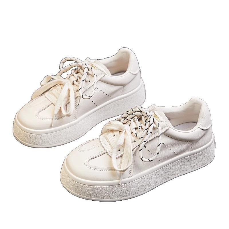 Platform white shoes women's spring new versatile lace-up casual shoes board shoes women