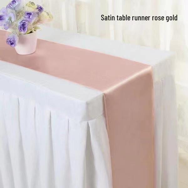 High-Density Satin Table Runner for Weddings & Banquets - Solid Color Polyester Table Decoration