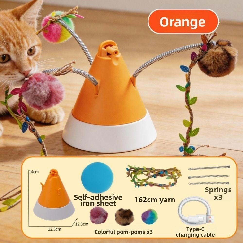 Rechargeable Automatic Rotation Pet Toy Magnetic Interactive Sound Toys Home Use оранжевый
