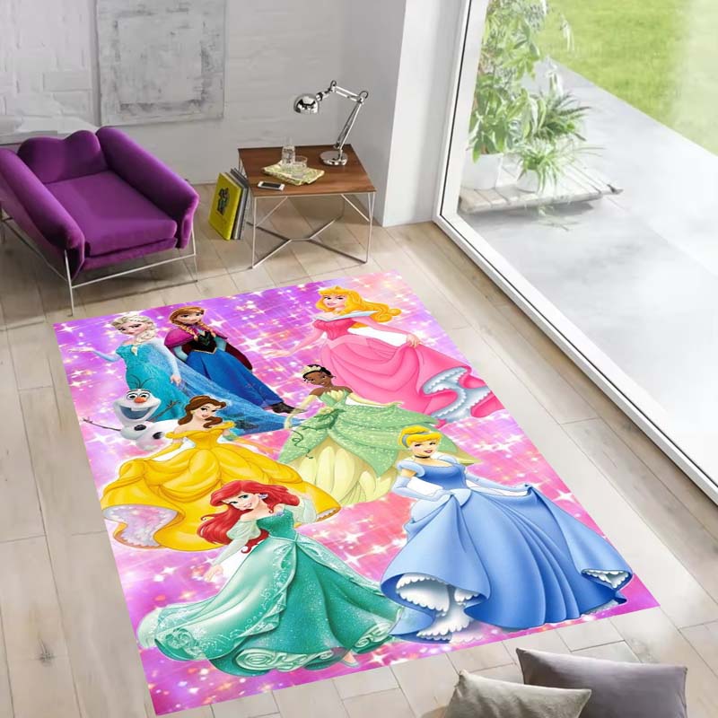 Multiple styles of Disney princess-themed rugs: Dreamy party rugs, large-area non-slip, washable mats, suitable for playrooms,