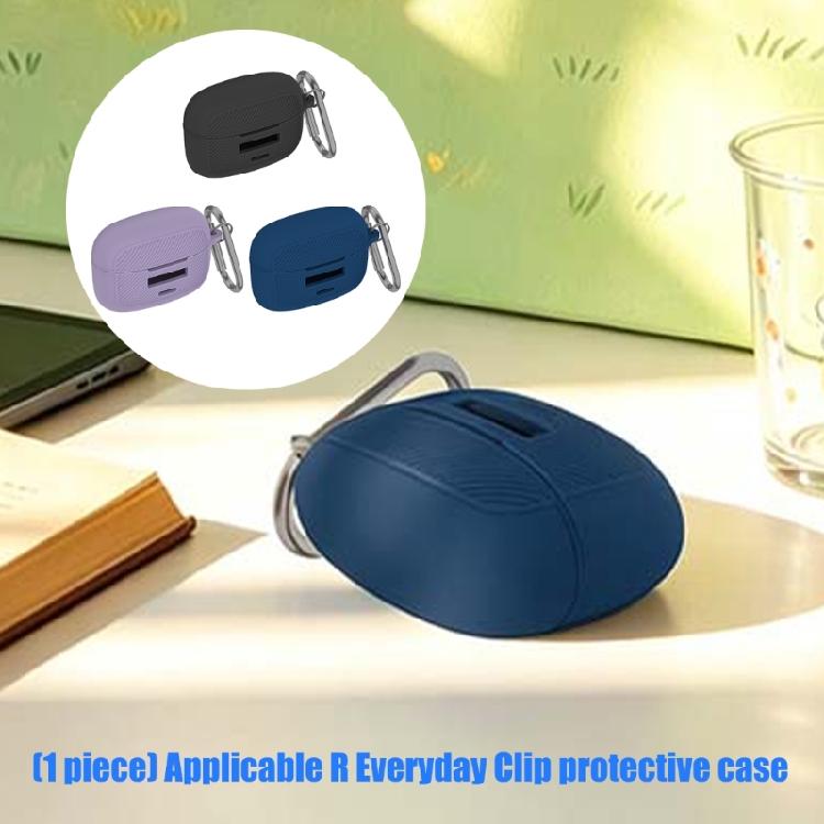 Silicone Charging Case Cover with Grip Texture, Carabiner Carry, and Easy Cable Access for Everyday Clip On Earbuds Travel and Storage Use