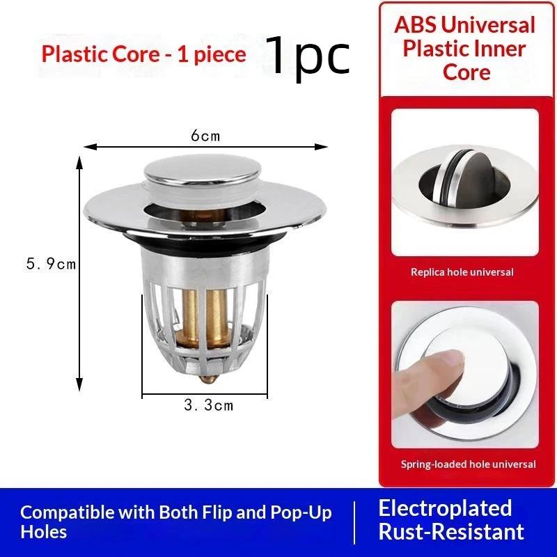 1/3Pcs Universal Rebound Drain Plug, Water Leakage Plug In Hand Basin, Hair Collector In Bathroom Sink Filter, Easy To Push.
