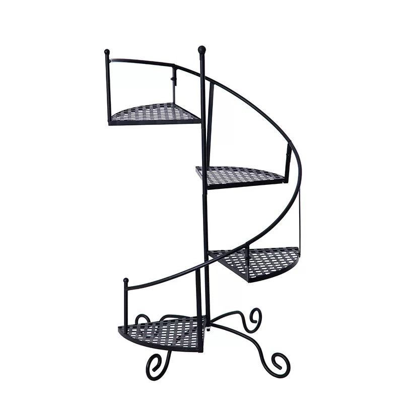 Supporto per Piante da Terra a Più Livelli in Ferro, Scaffale Portavasi per Fiori da Giardino per Balcone Patio, Rastrelliera Espositiva Rustica a Griglie Multiple, Robusto