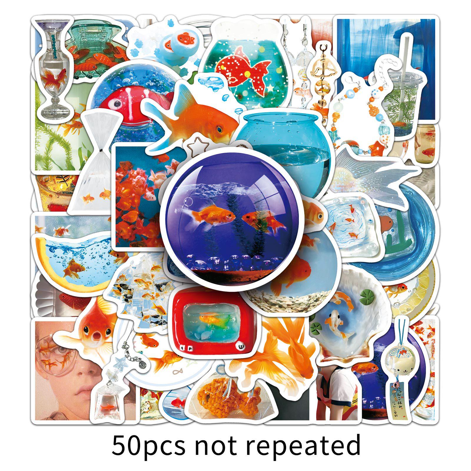 

50 Japanese INS-Style Goldfish Stickers: Dopamine-Infused DIY Graffiti Teacup Journal Materials