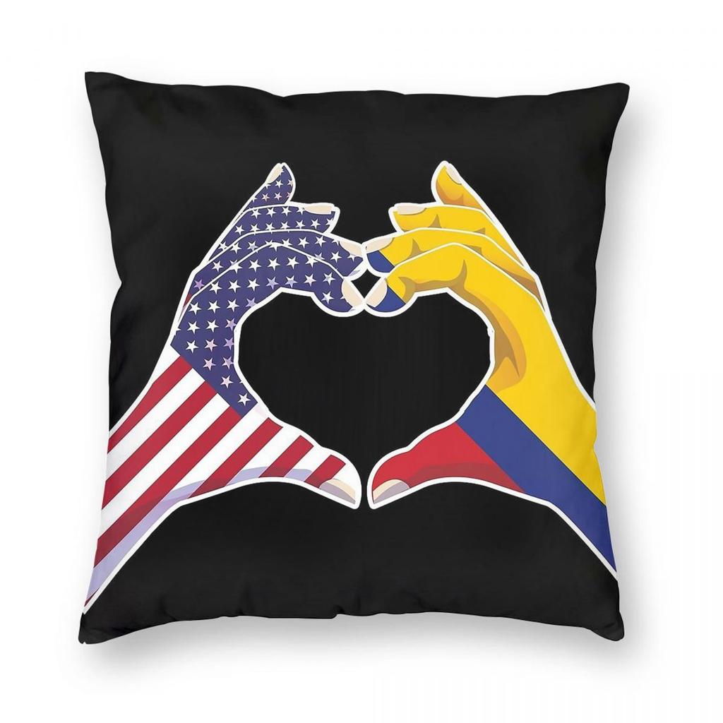 Colombia American Love Heart Peace Square Pillowcase Polyester Linen Velvet Creative Zip Decor Bed Cushion Cover
