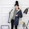 Women's Plus Size Hooded Denim Cotton Coat with Fleece Lining - Korean Style, Mid-Length, for Autumn and Winter.