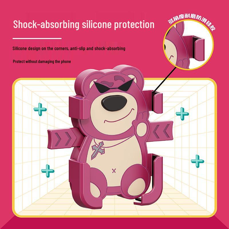 Cartoon Strawberry Bear Shockproof Phone Holder for Bikes and Motorcycles