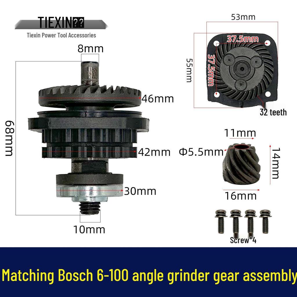 Stirnrad-Baugruppe für Bosch Winkelschleifer 6-100 6600, Schnelle Reparatur.