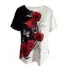 Sommar Rundhalsad 3D Rosmönstrad Topp Trendiga Casual Kortärmade T-shirts för Kvinnor