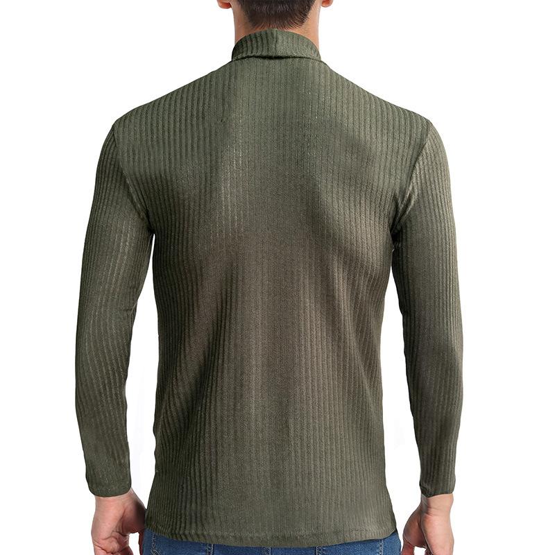 Men's Knitting Bottom Shirt Fashion High Neck Long Sleeve Fitting Versatile T-shirt Vintage Trendy Casual Wear Minimalist Fashion Breathable Shirt
