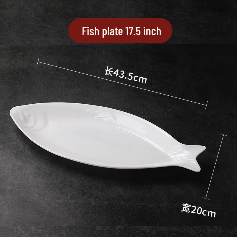 MOLUONA 17.5-inch Oval Melamine Fish Plates, Set of 2