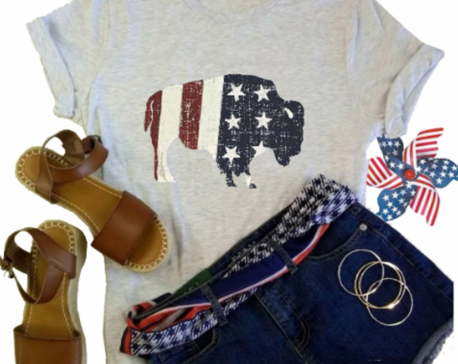 American Buffalo T-Shirt: Patriotic USA Flag Tee 3XL