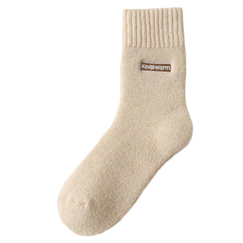 Wool Socks Children'S Medium Tube Socks Season Warm Plush Thickened Terry Socks Embroidered Letters Winter Super Thick Stockings