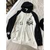 Zip Up Hoodie Cartoon Japanese Grunge Sweatshirt Women Clothing Streetwear Anime Print Jackets Y2k Tops Casual Loose Outerwear