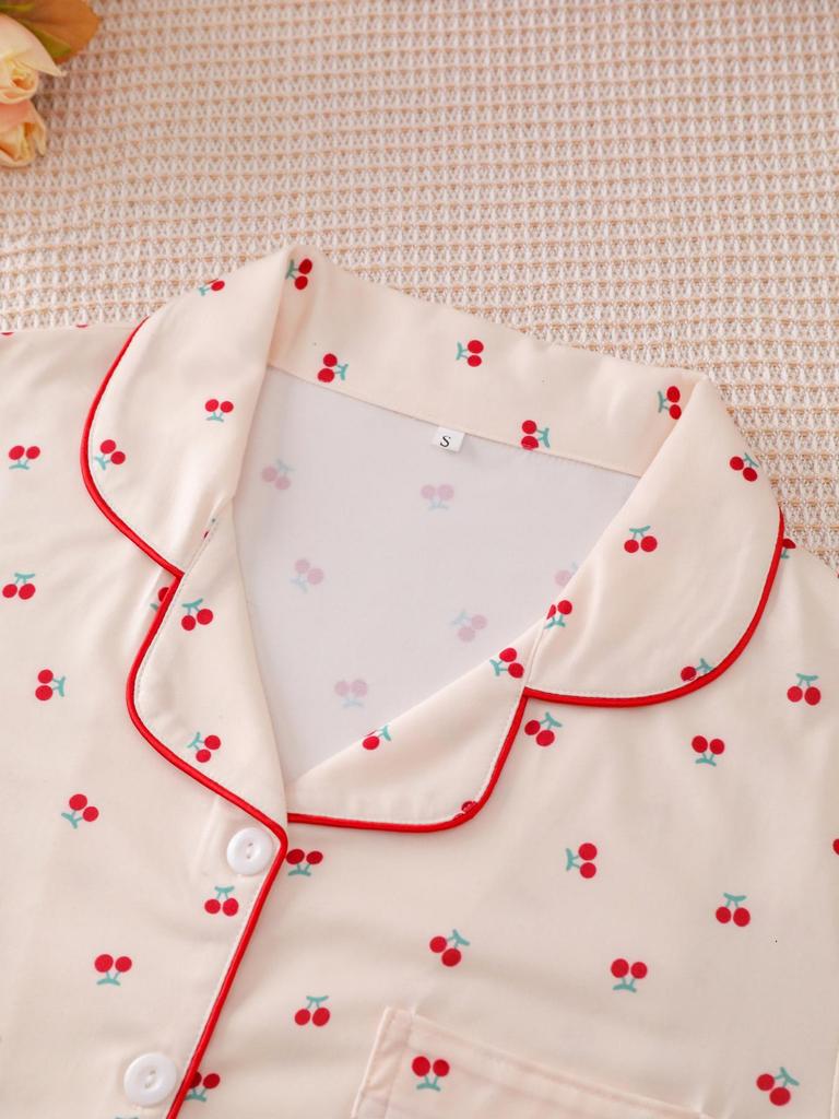 Grensoverschrijdende Nieuwe Stijl Pyjama Set met Lange Mouwen - Comfortabel, Ademend, Casual Kleding met Reverskraag, Geschikt voor Buiten of Thuis