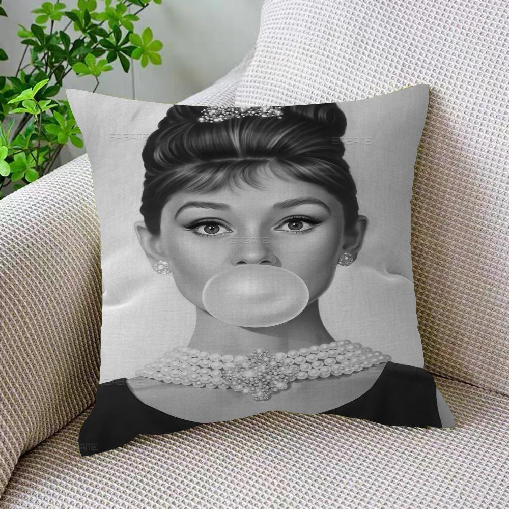 Audrey Hepburn Pillow Gift Home Office Decoration Bedroom Sofa Car Cushion Cover Case 45x45