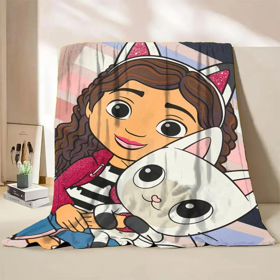 Gabbys Dollhouse Flannel Fluffy Fleece Blanket for Home Bedroom Bed Sofa Office Children Cover Adult Soft Blanket Kids Cute Gift