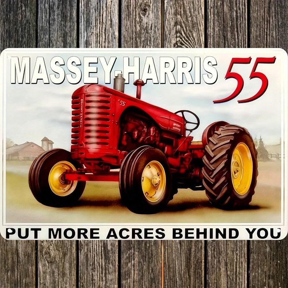 Vintage Massey Harris Tractor Metal Tin Sign Farmhouse Rustic Wall Art Garage Man Cave Bar Decor