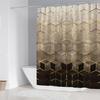 Vikama Marron Ensemble de Rideaux de Douche Moderne Géométrique Doré Lignes Cubiques Texture Artistique Décor de Salle de Bain Avec Crochets