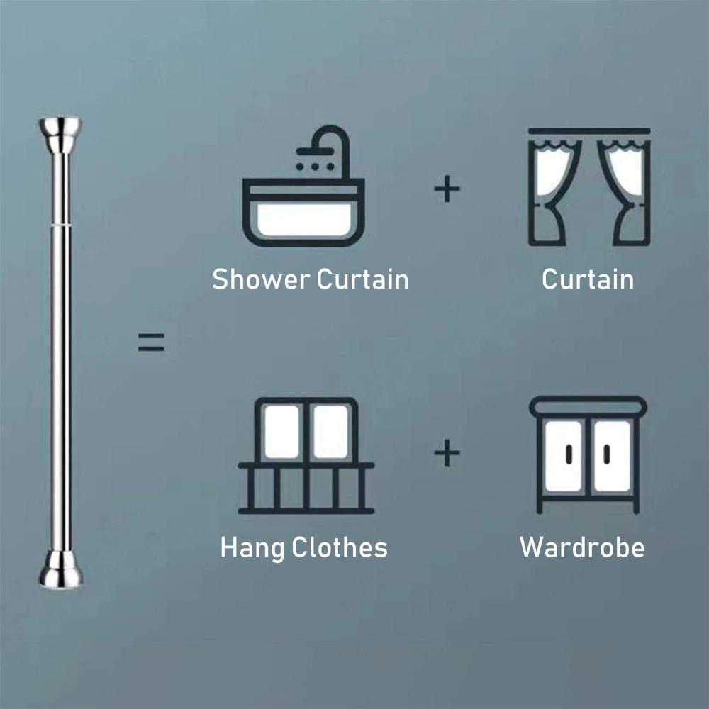 No Drilling Expandable Curtain Rod Shower Curtain Rod Shower Bathroom Closet Balcony