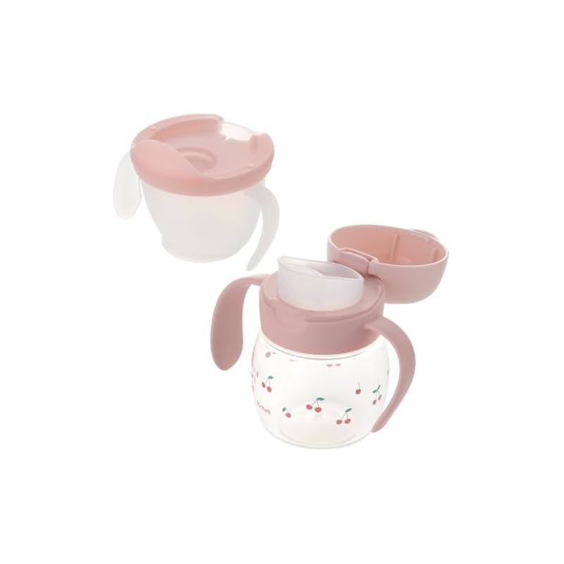 Richell Try Cup Drinking Master Set R Cherry Blossom (for babies 4 months and up) Easy to drink from, spill-proof, polypropylene, 120778