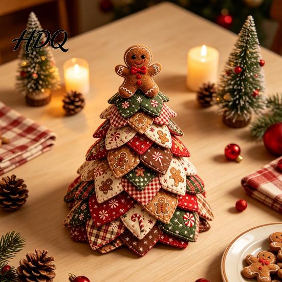Festive DIY Projects for Holidays Quilted Fabric Christmas Tree Craft Kit Vintage Patchwork Sewing Set Unique Handmade Presents Tabletop Decor Xmas