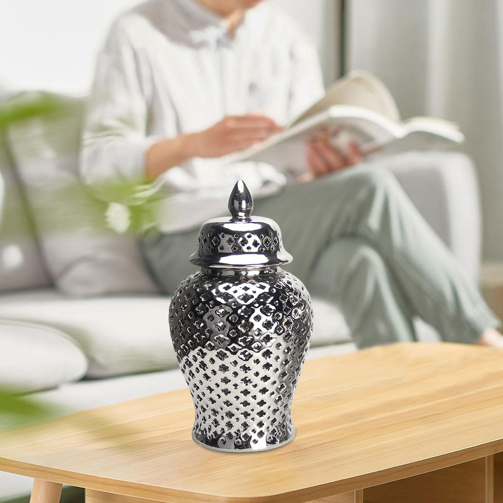 Ceramic Ginger Jar Ceramic Vase Temple Jar Vase with Lid Decorative Vase for Living Room