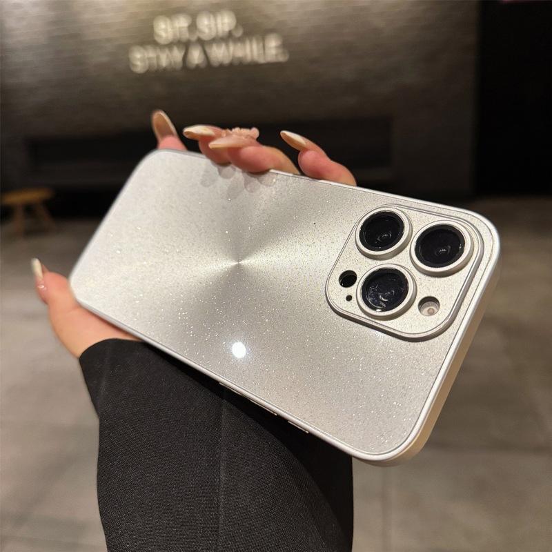 For IPhone 16 Promax Ice Crystal Sparkling Powder Phone Case for Apple 15 All Inclusive Anti Drop Magnetic Simple Protective Cover