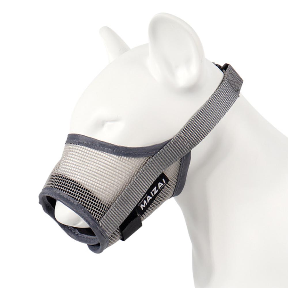 

Дышащая маска для рта собаки, регулируемая защита для рта, портативный сетчатый намордник для большинства собак S серый