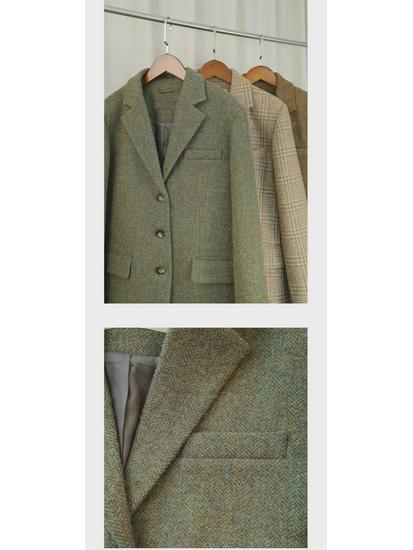 Wool Vintage Tweed British Casual Suit Jacket for Women