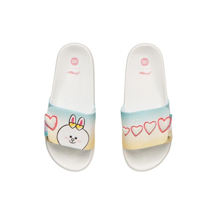 Li Ning Line Friends Trendy Slippers EVA Slide Sandals Unisex Footwear White Blue AGAR011-4
