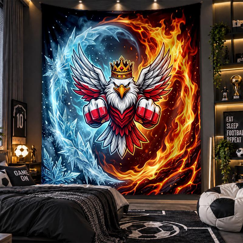 Wall Hanging Tapestry Poland Football Print Cloth for Living Room Bedroom Home Decor