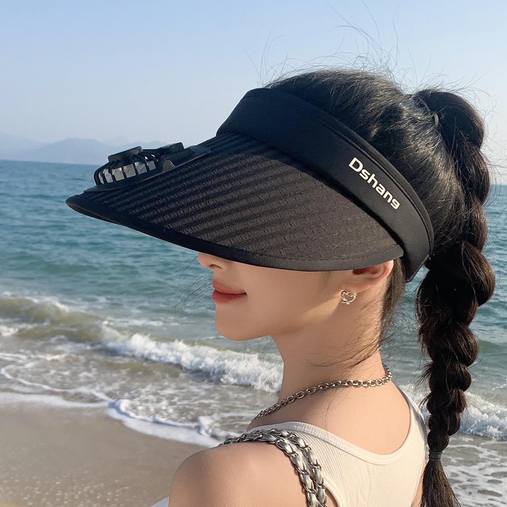 New Summer Sun Protection Hat for Women Sun Hat for Women Summer Sun Protection Rechargeable Fan Empty Top Hat Big Brim Outdoor
