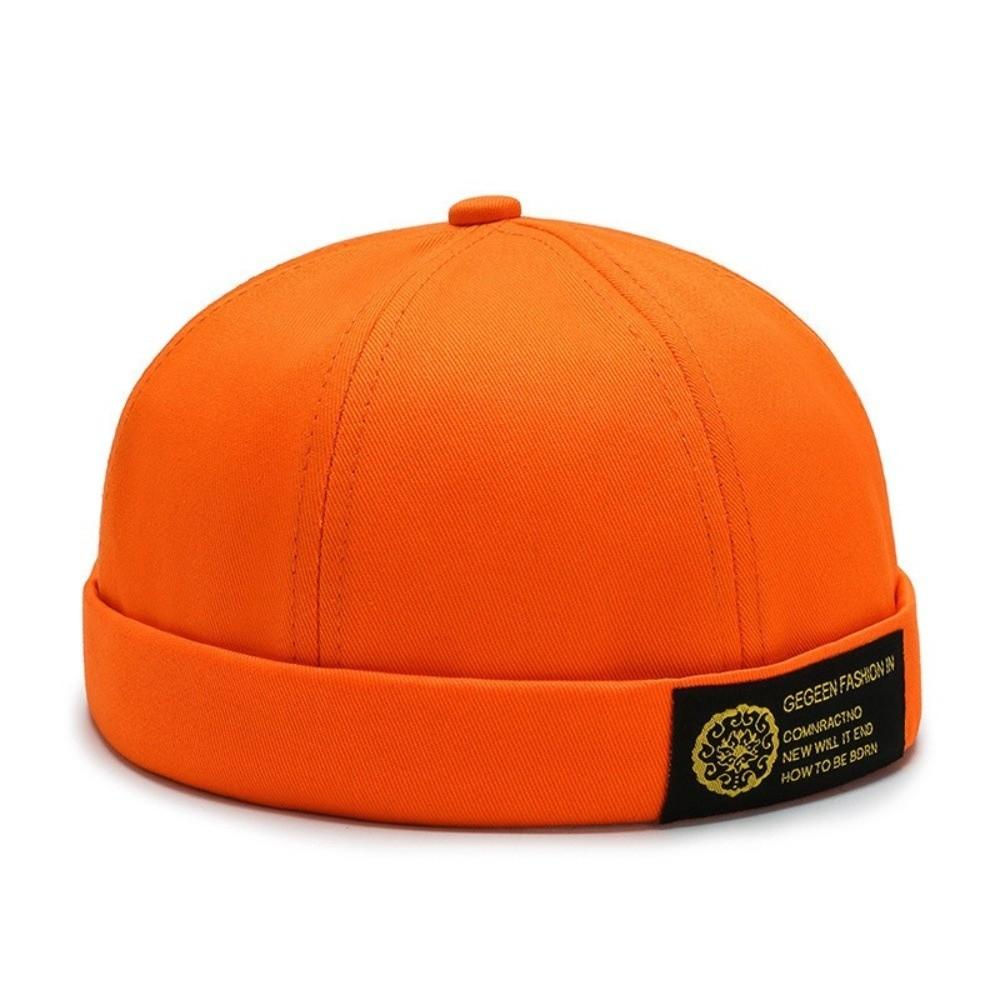 Solid Color Beanie Hat Casual Skullcap Fashion Brimless Cap  Women Men оранжевый