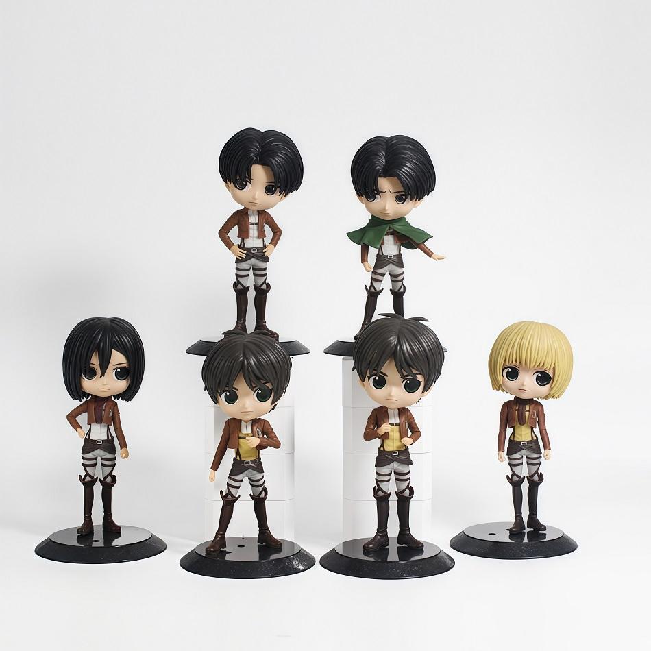 6pcs Anime Attack on Titan Anime Eren Levi Hange Zoe Erwin Smith Mikasa Ackerma PVC Action Figure Model Toy