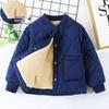 Children's Fleece-Lined Cotton Coat, Winter Student Version: Warm, Thickened, Three-Layer Quilted Jacket for Boys and Girls