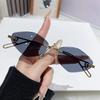Fashionable Ladies Unisex Frameless Sunglasses Edge Cut Design Slimming Effect Sun Protection High-End Sensation Trendy Eyewear