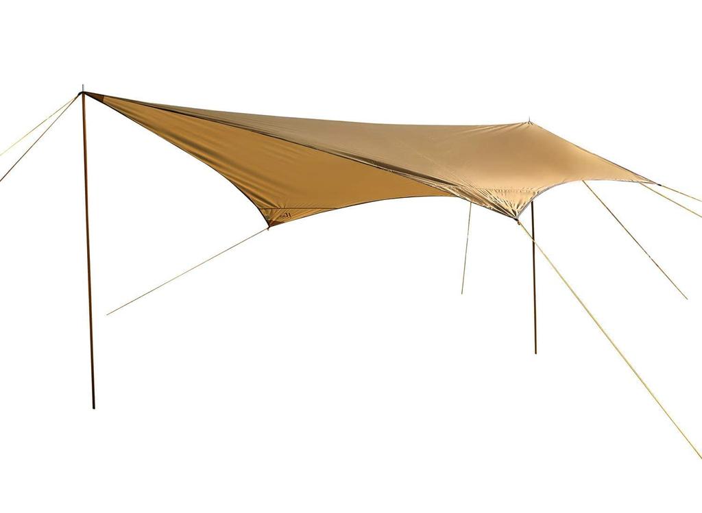 Icamp solo presenning presenning en femkant presenning lett 2 kg med 2 stolper x UV-beskyttelse vanntrykk 3000 mm solocamp solskjerming lysblokkerende UV