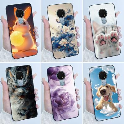 Coque Pour Nokia 7.2/Nokia 6.2 Étui Esthétique Luxe Mignon Cool Garçons Filles Silicone Souple Noir Mat Coque de Protection pour Téléphone
