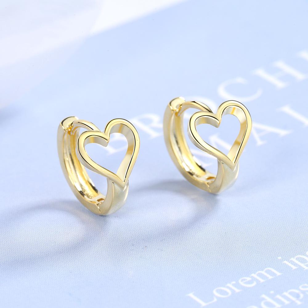 New 925 Sterling Silver Heart Stud Earrings For Women High Quality Exquisite Student Girlfriend Jewelry Accessories Heart Gift