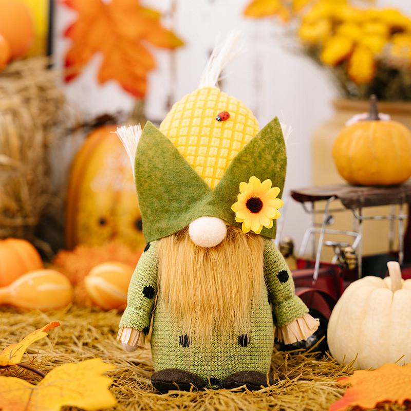 Unique Harvest Season Corn Head Gnome Figurine Plush Doll For Cozy Thanksgiving Male