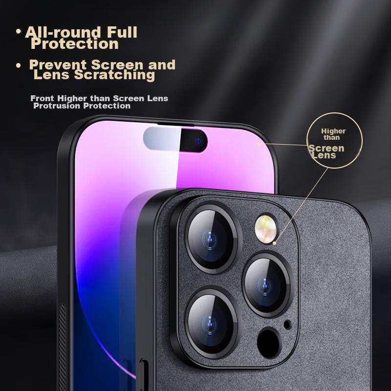 IPhone 15 Pro Max Case, Apple 15 Pro Max Protective Cover, Shockproof Lens Full Protection IPhone Luxury Leather Casen, Black Outer